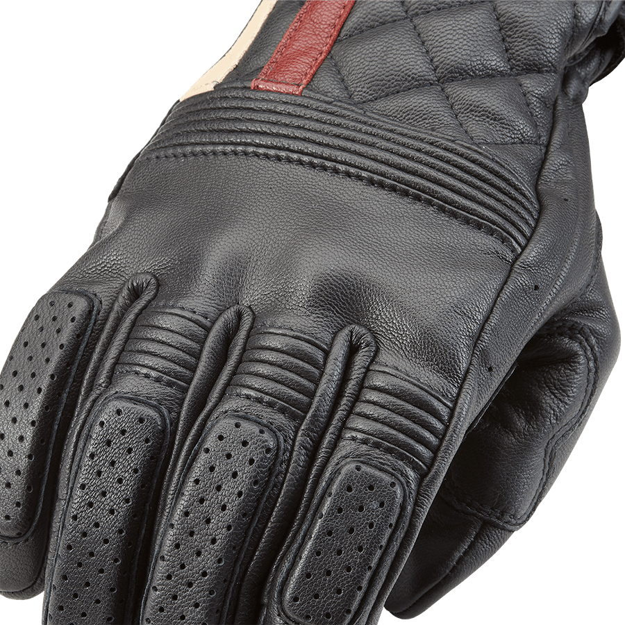 全国送料無料・イイ店 Sulby Leather Gloves in Red with Bone Stripe | Motorcycle カードファイト!! ヴァンガード